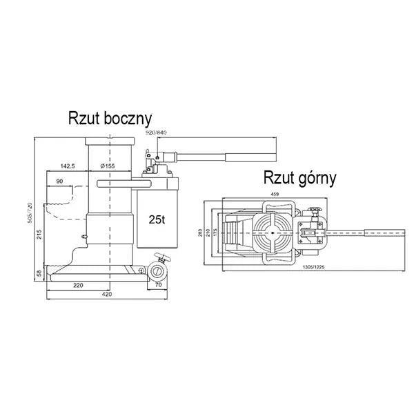 Hydrauliczny podnośnik maszynowy 25000 kg