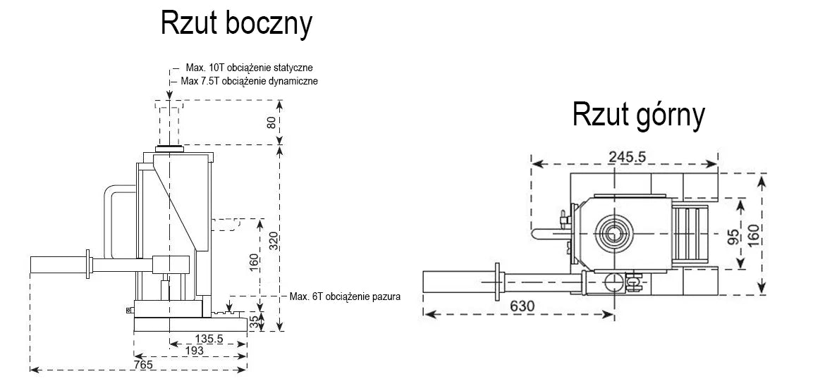 Hydrauliczny podnośnik maszynowy 10000 kg